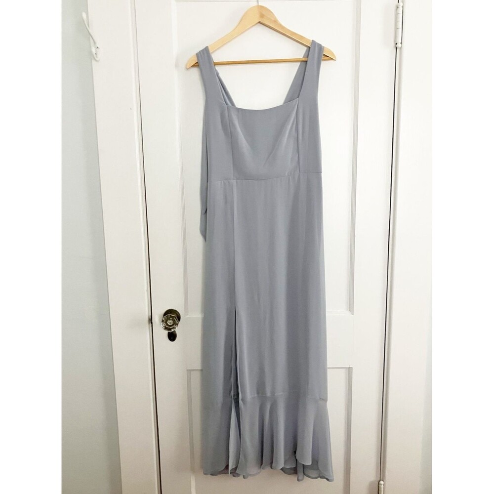 Show Me Your Mumu Grey Claire Square Neck Bridesmaid Cocktail Midi Dress Large